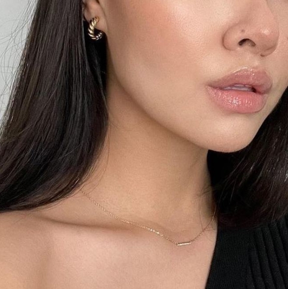 18k gold plated minimalist twisted huggie earrings - Picture 2 of 3